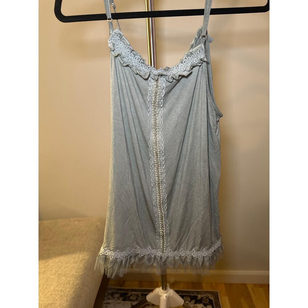 Grey Pearl Cami Signature Lace Strapped Blouse Lightweight Women's Size M
